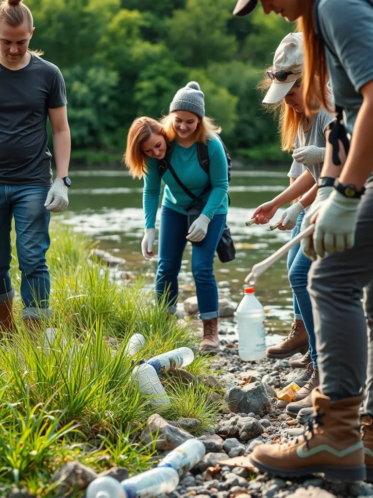Image of association members working together to clear debris from a local stream, improving water quality and habitat for aquatic species.